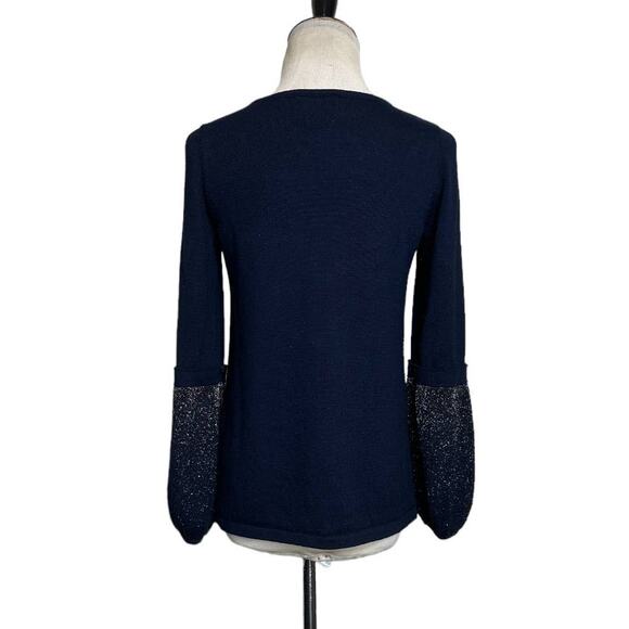 Kaia Collective navy blue long decorated sleeves sweater size XS - Picture 2 of 10